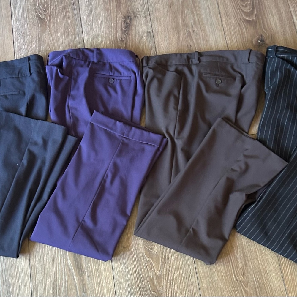 Set of Black, Purple, Brown and Black Pinstriped Trousers